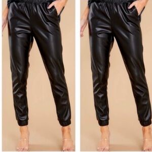 BB Dakota Sleek Black Leather Joggers
